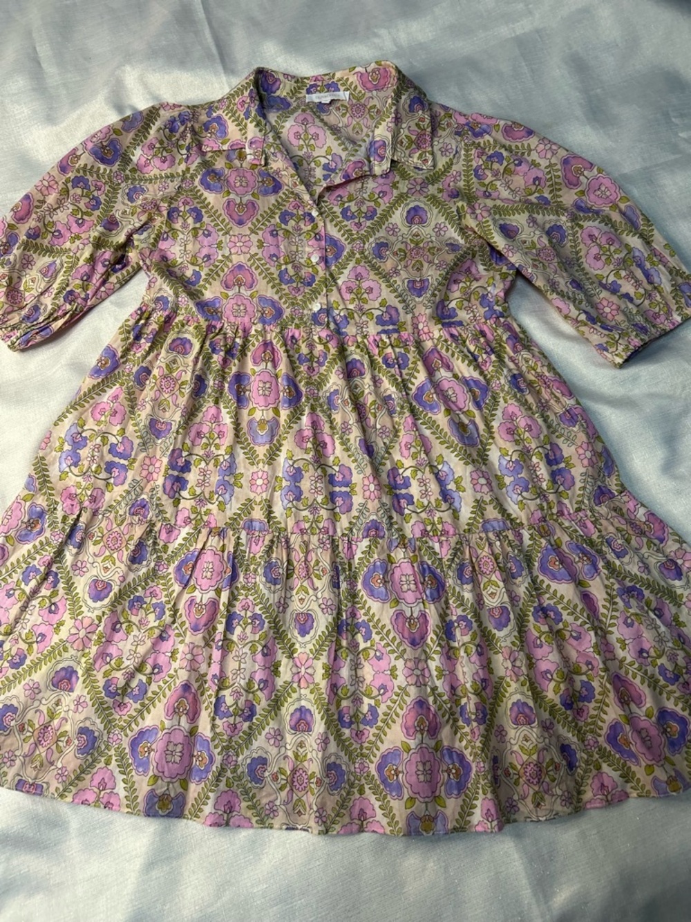 Olivaceous Lavender and Pink Floral Tiered Mini Dress
